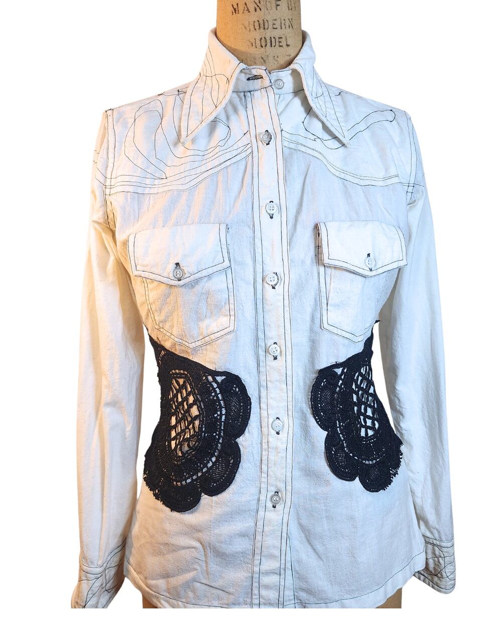 Upcycled Off‑White Shirt Cowboy style — One of a Kind